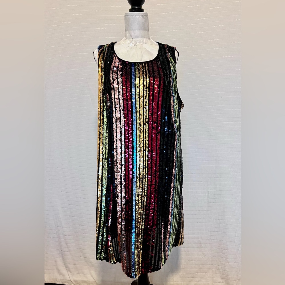 Torrid Multicolor Sequin Striped Sheath MIDI Dress Sz 18